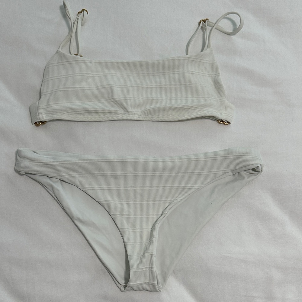 White Ribbed Bikini Set